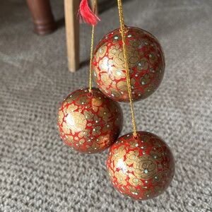 Wooden Hand-painted Indian Christmas Ornaments! ❤️💛❤️💛